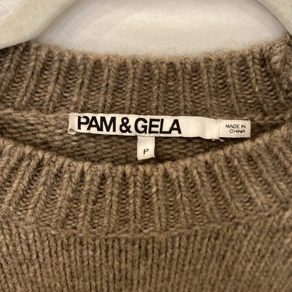 Pam & Gela crew neck wool Sweater Size: petite elbow patches - Picture 2 of 7